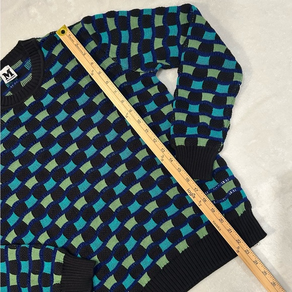 Missoni sweater wavy check knit blue green black nwot crew neck women’s medium - Picture 7 of 13